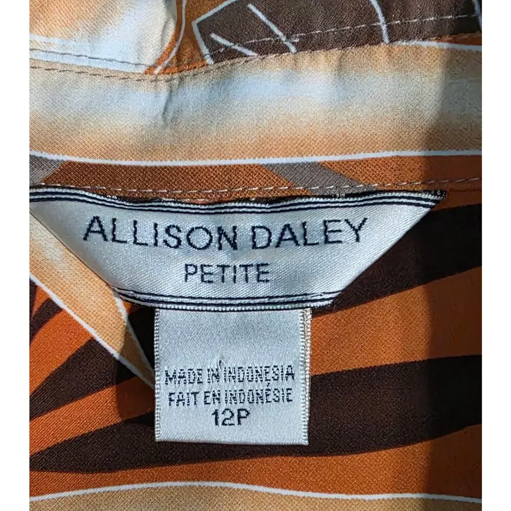 Tropical Safari Petite Jacket Allison Daley Womens 12P Collar‎ Button Up Pockets